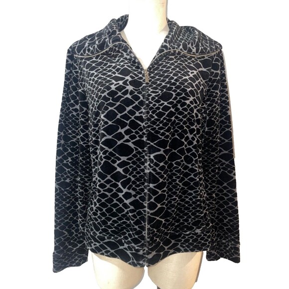 Charter Club Relaxed Womens Vintage Y2K Velour Jacket size XL Zip Up High Collar - Picture 1 of 7
